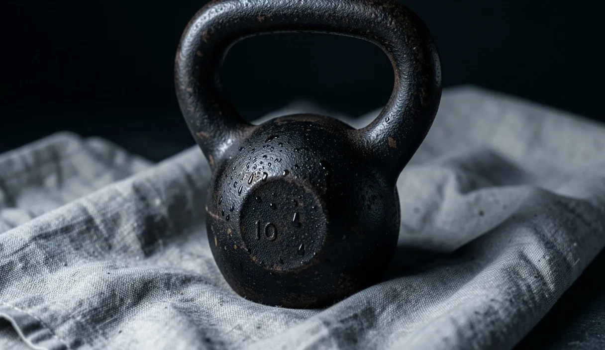 Kettlebell en fonte sur toile de lin
