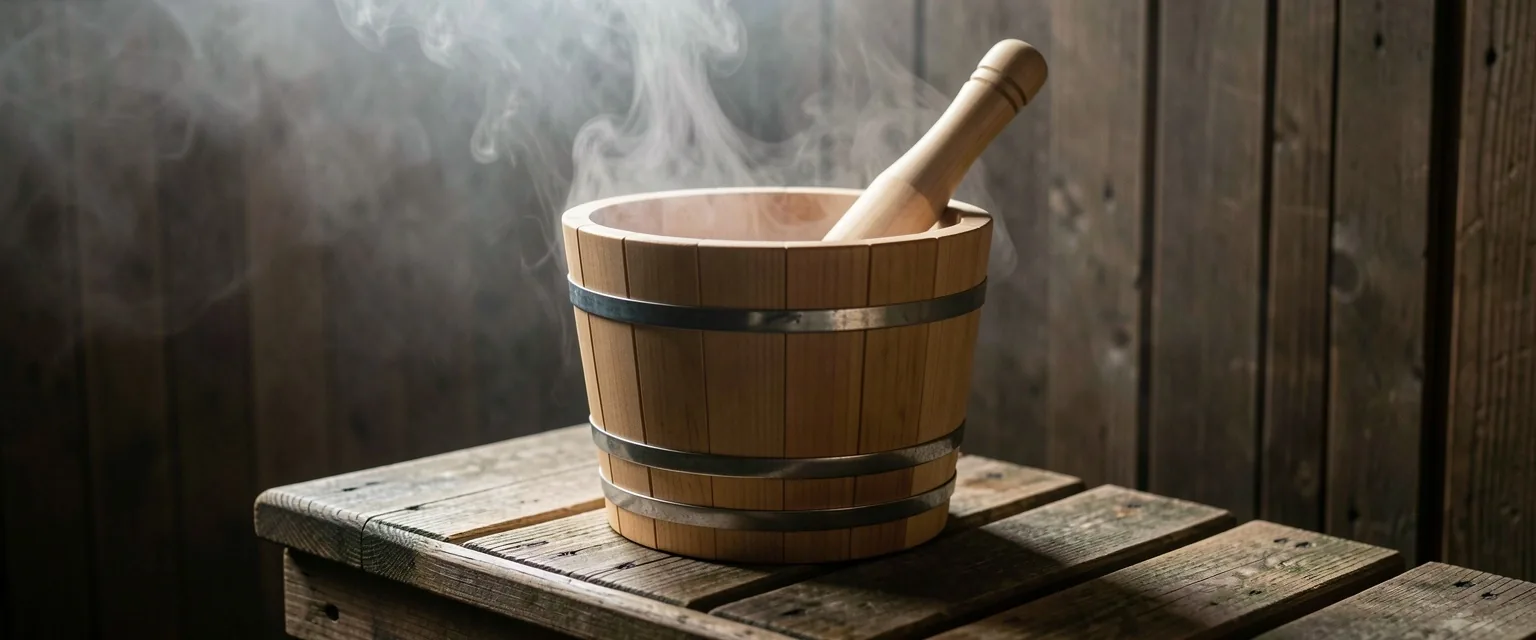 Intérieur d'un sauna traditionnel en bois